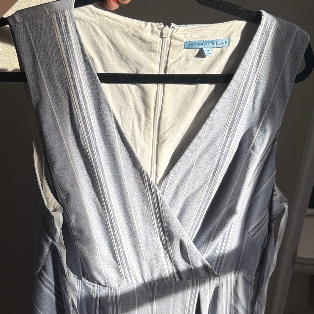 ANTONIO MELANI Gray Striped Wide Leg Jumpsuit